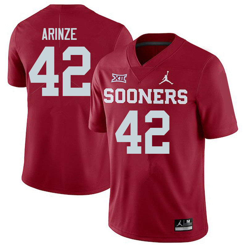 Youth #42 Noah Arinze Oklahoma Sooners College Football Jerseys Sale-Crimson